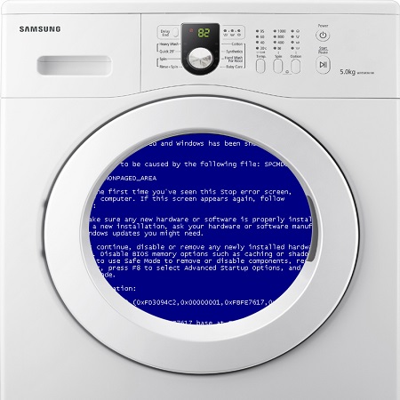 La lavadora se cuelga durante el lavado.